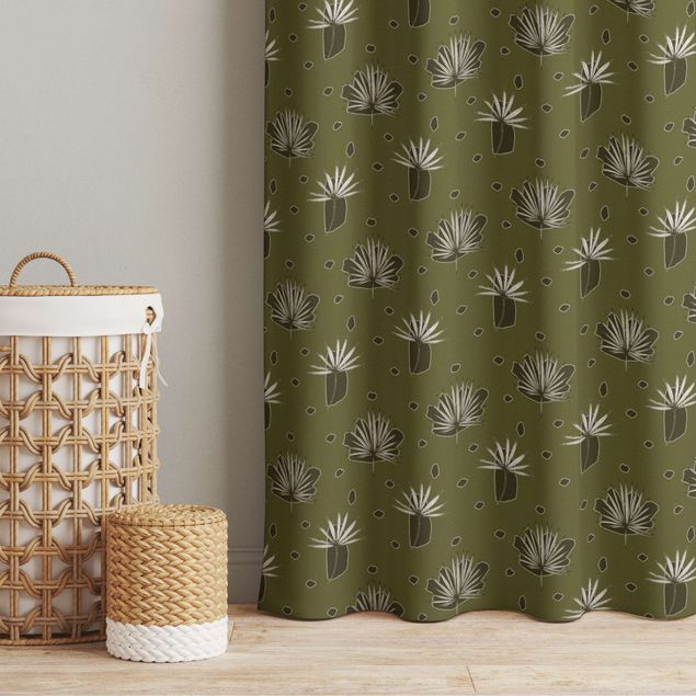 Déco murale cuisine Fern Leaves With Dots - Olive Green