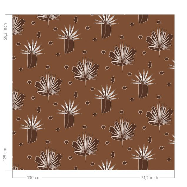rideaux salon moderne Fern Leaves With Dots - Fawn Brown