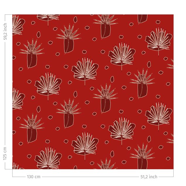 rideaux salon moderne Fern Leaves With Dots - Red