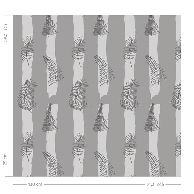 rideaux sur mesure en ligne Fern Illustration With Stripes - Grey