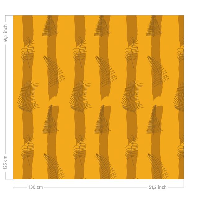 rideau thermique sur mesure Fern Illustration With Stripes - Warm Yellow