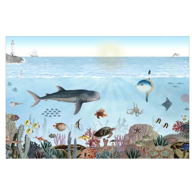 Papier peint panoramique paysage Créatures fascinantes dans le récif corallien