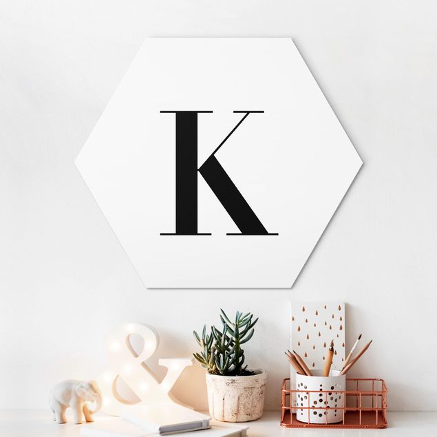Tableaux moderne Lettre Serif Blanc K