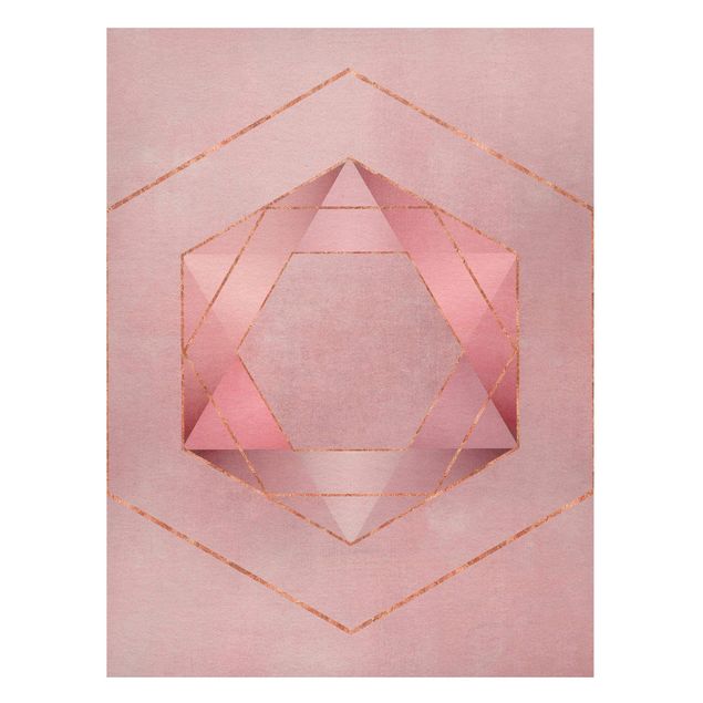 Tableaux modernes Géométrie en rose et or I