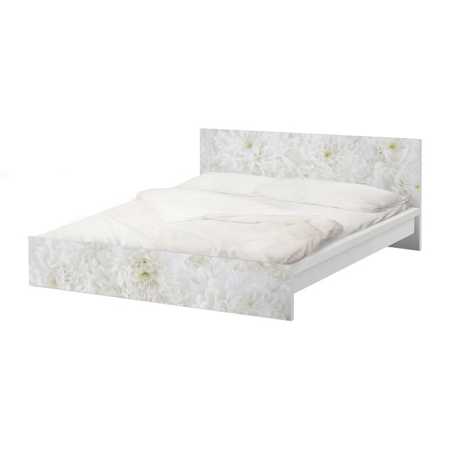 Papier adhésif pour meuble IKEA - Malm lit 140x200cm - Dahlias Sea Of Flowers White