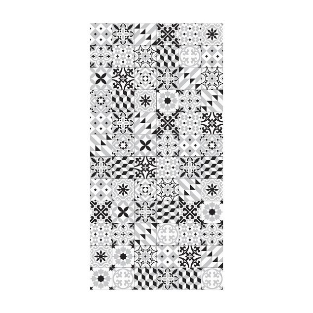 tapis effet carreaux de ciment Mélange de carreaux géométriques noirs