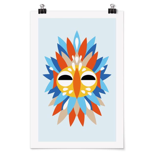 Posters animaux Collage masque ethnique - Perroquet