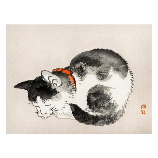 Tableaux chats Dessin vintage asiatique Chat endormi