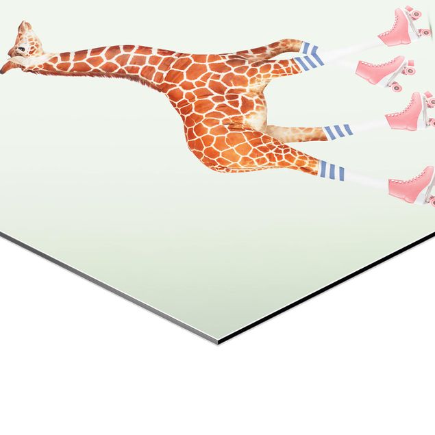 Tableaux de Jonas Loose Girafe avec des patins à roulettes