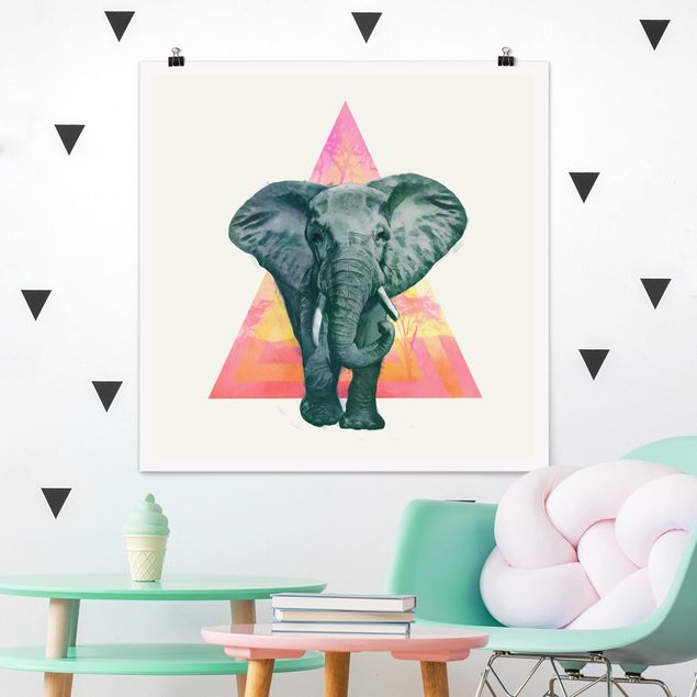 Déco murale cuisine Illustration Elephant Front Triangle Painting