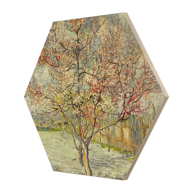Tableaux en bois avec paysage Vincent van Gogh - Pêchers en fleur