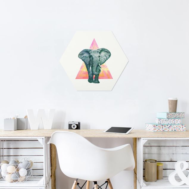 Tableau moderne Illustration Elephant Front Triangle Painting
