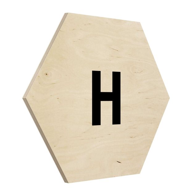 Impression sur bois Lettre Blanc H
