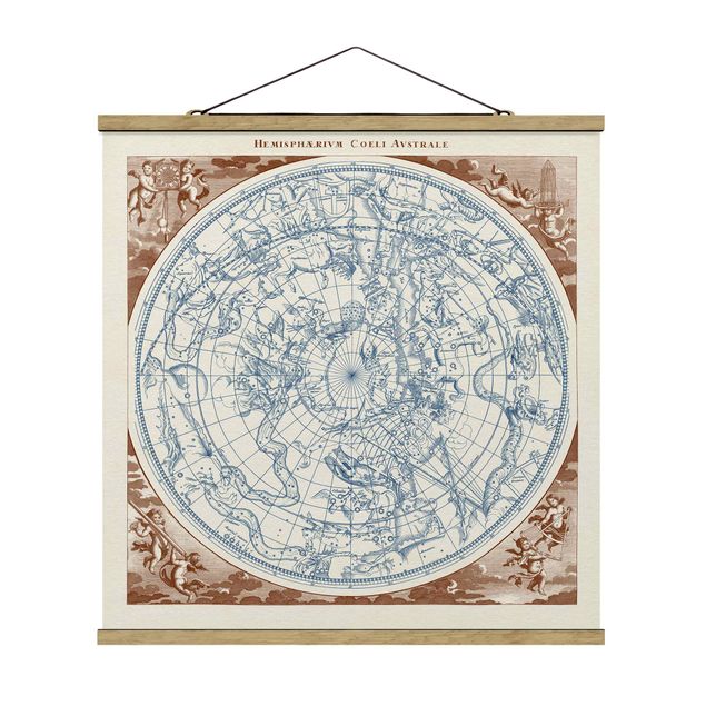 Tableau rétro Carte des étoiles vintage de l'hémisphère Sud