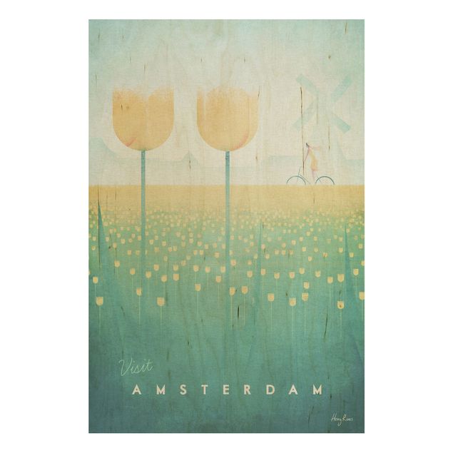 Tableaux en bois avec fleurs Poster de voyage - Amsterdam