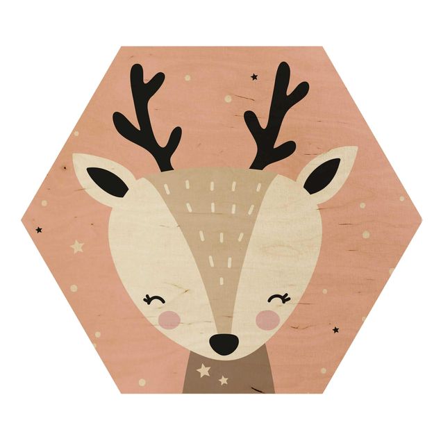 Hexagone en bois - Happy Deer