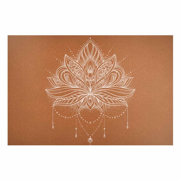 Tableaux modernes Fleur de Lotus Boho imitation liège blanc