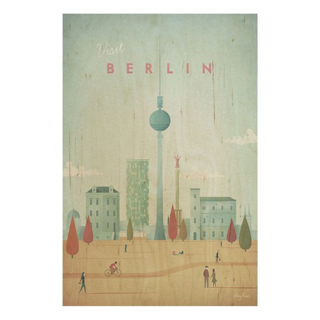 Tableau vintage bois Poster de voyage - Berlin