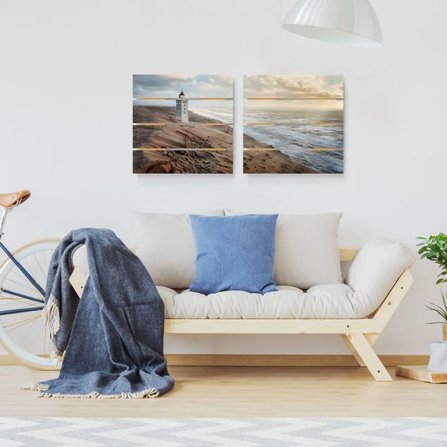 Tableaux en bois avec plage & mer Phare au Danemark