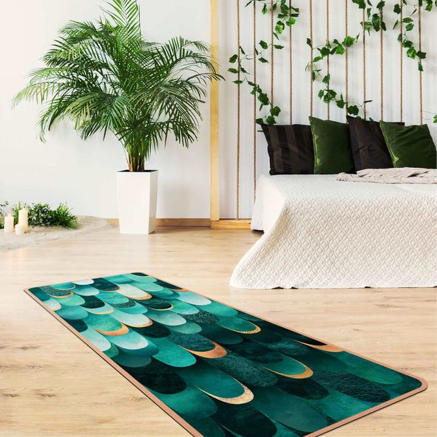 tapis turquoise Plumes Or Turquoise