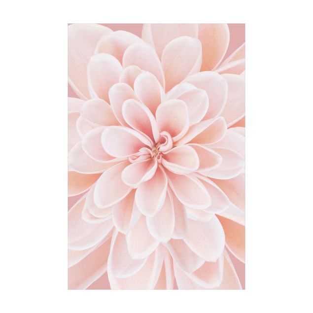 tapis fleuri Dahlia en rose pastel