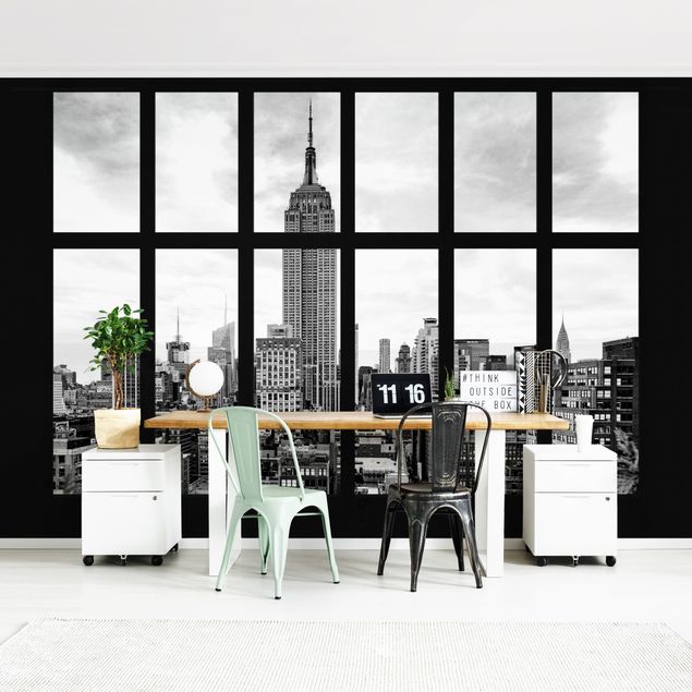 Papier peint 3d trompe l oeil Fenêtre New York Empire State Building