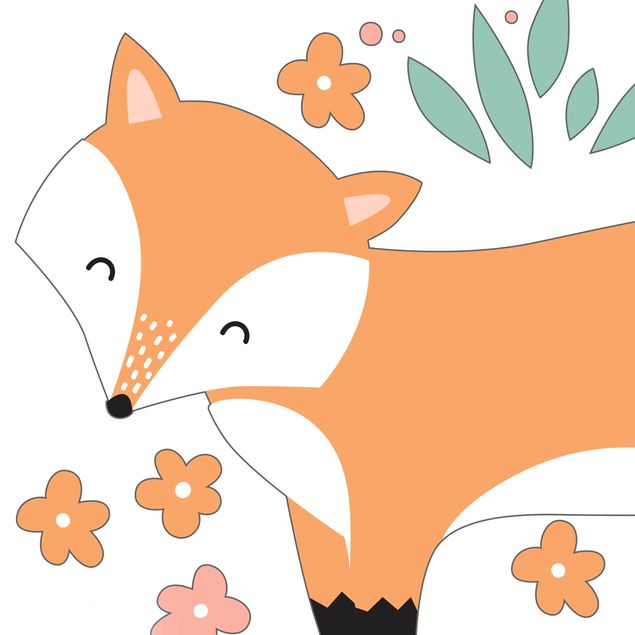 Stickers fenêtre Amis de la forêt avec un renard