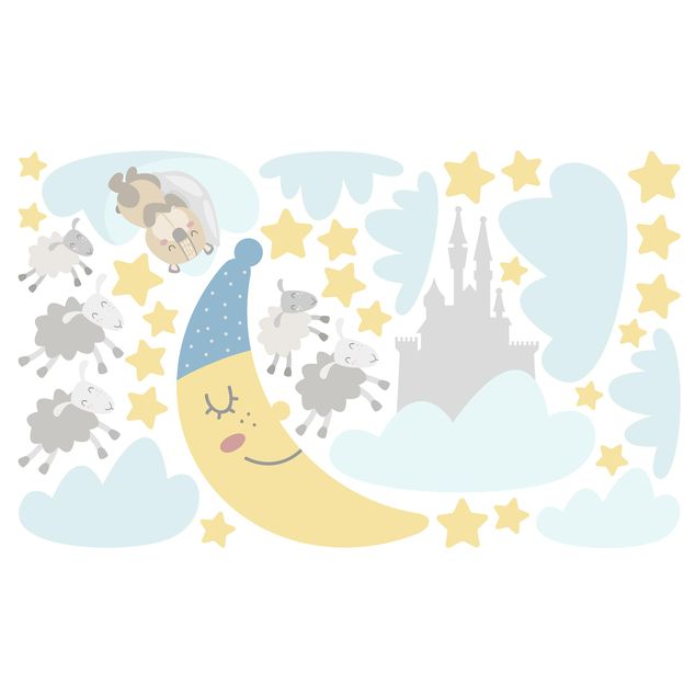Stickers fenêtre animaux Lune et étoiles