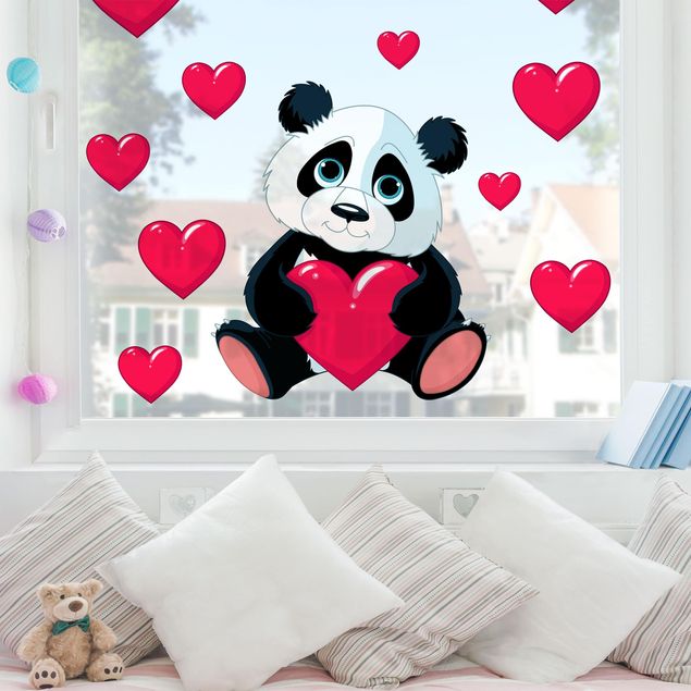 Déco chambre enfant Panda avec des cœurs