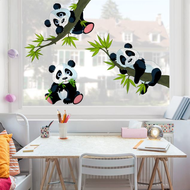 Sticker fenêtre fleurs Panda set