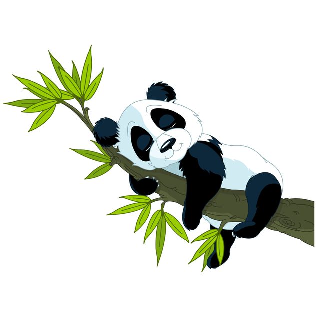 Stickers fenêtre fleurs Panda endormi