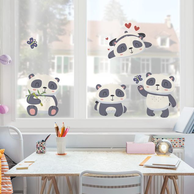 Stickers fenêtre animaux Lot Panda Doux