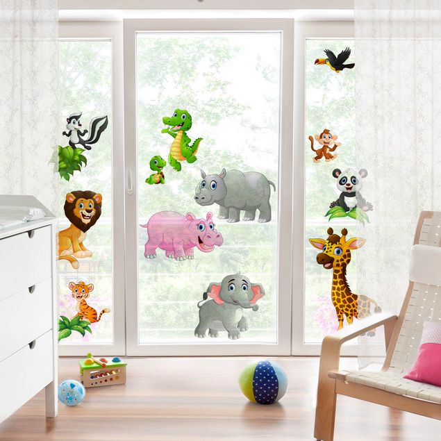 Stickers fenêtre animaux Animaux de la jungle