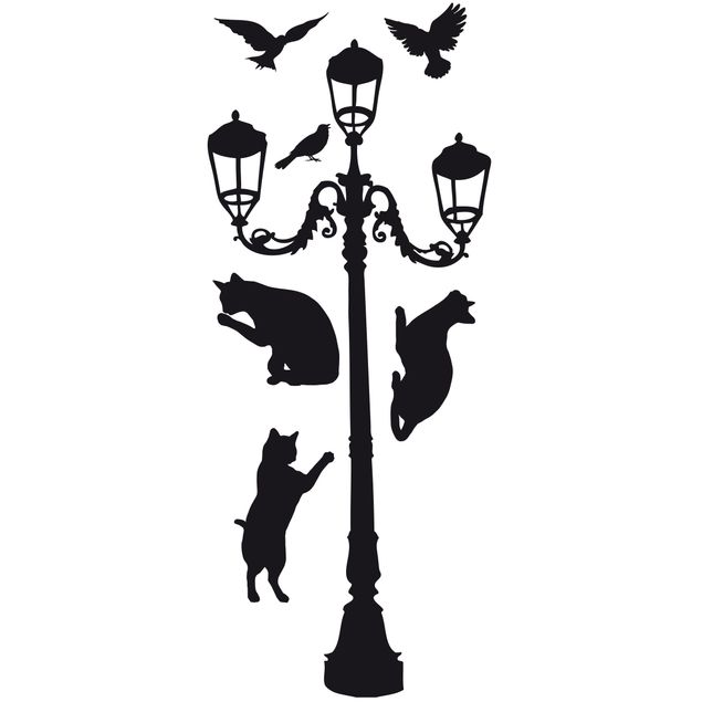 Stickers fenêtre animaux No.RS67 Cats And Street Light