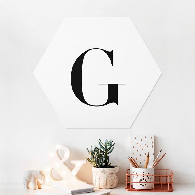 Tableaux moderne Lettre Serif Blanc G