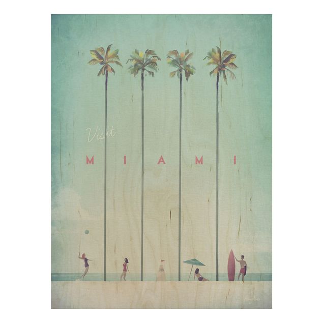 Tableaux en bois avec paysage Poster de voyage - Miami