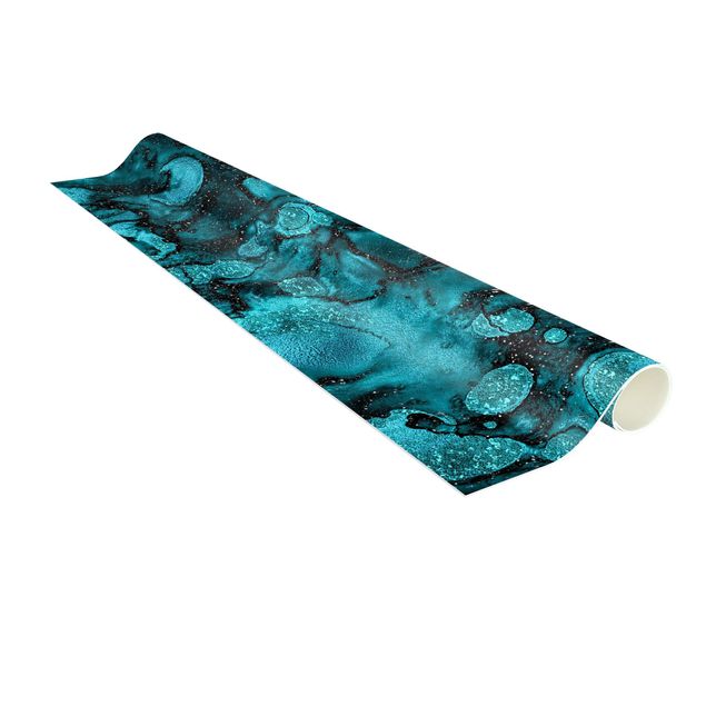 tapis modernes Goutte Turquoise avec Paillettes