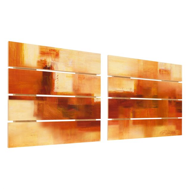 Impression sur bois - Composition In Orange And Brown