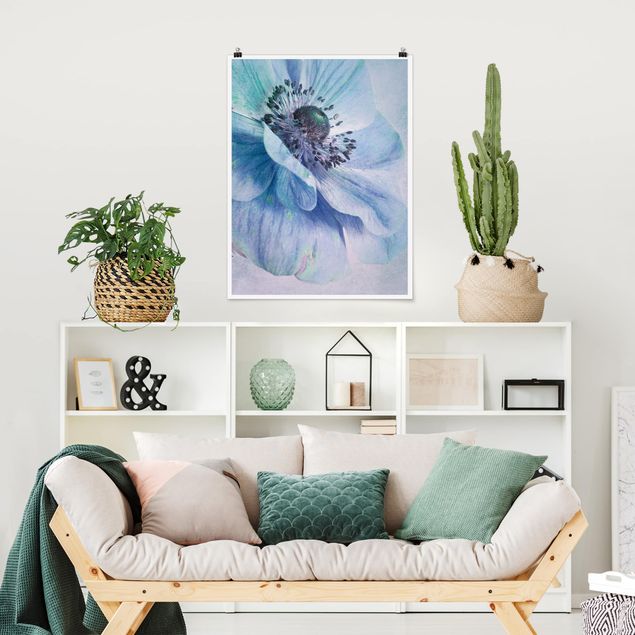 Tableaux moderne Fleur en turquoise