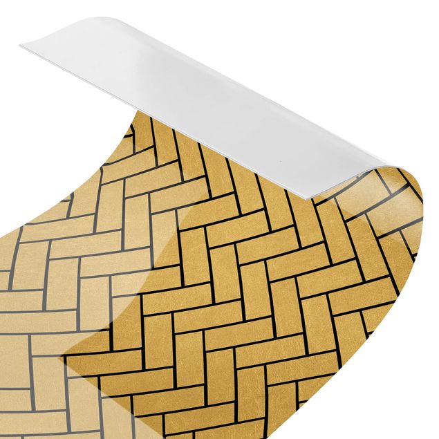 Revêtement mural de douche - Fish Bone Tiles - Golden Look Black Joints