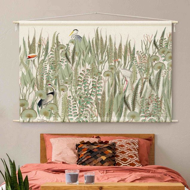 tenture xxl Flamingo And Stork With Plants