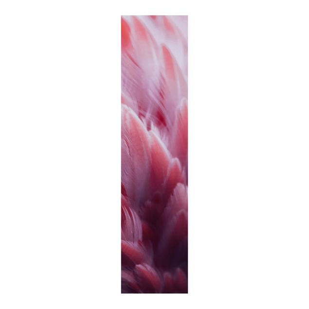 Panneaux coulissants avec fleurs Plumes de flamant rose en gros plan