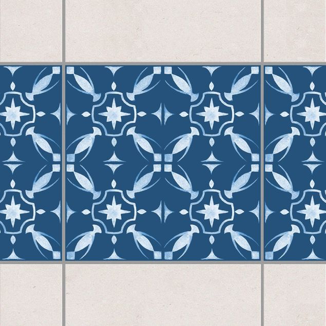 Décorations cuisine Série à motifs bleu foncé blanc No.01