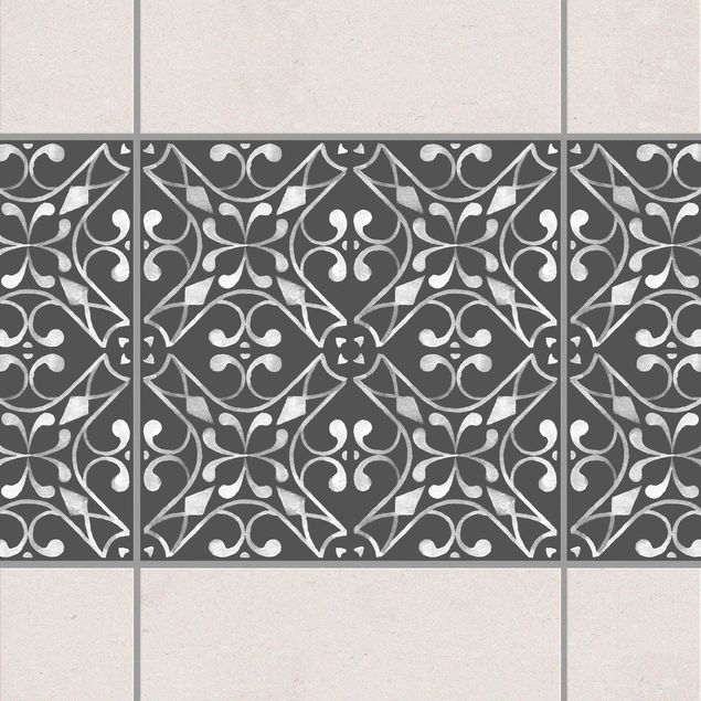 Déco mur cuisine Série à motif gris foncé blanc No.03