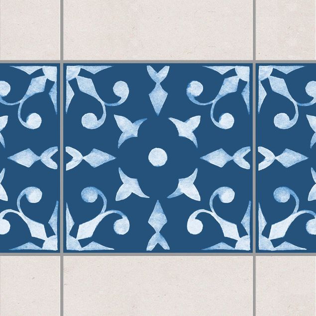 Déco murale cuisine Pattern Dark Blue White Series No.6