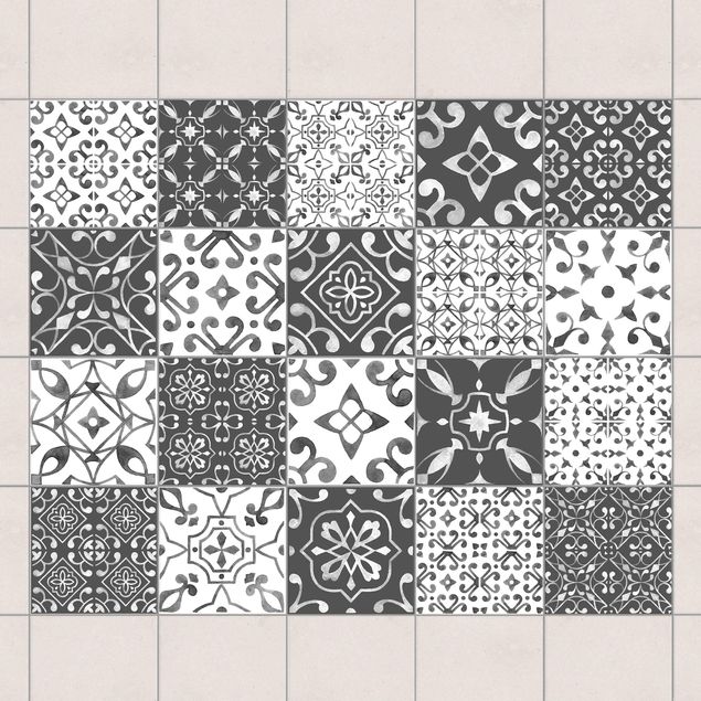 Sticker pour carrelage - Multicolour Pattern Gray White