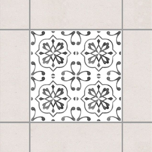 Déco mur cuisine Série à motifs de gris blancs No.4