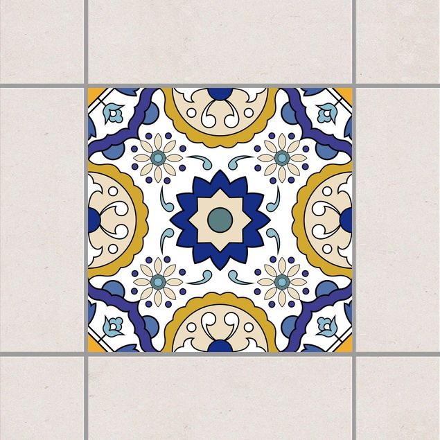 Déco mur cuisine Panneau de carreaux portugais composé de 4 carreaux Azulejo