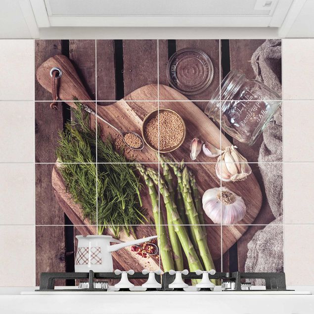 Déco mur cuisine Asparagus Rustic