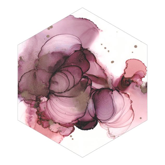 Papier peint panoramique hexagonal autocollant - Fluid Purity In Violet